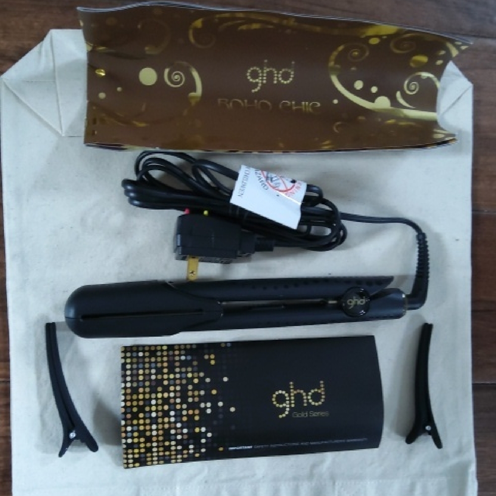 GHD💥New💥Boho Chic 1" Gold Styling Iron Limited Edition with Travel Bag